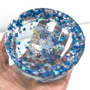 Blue Floral Resin Ashtray